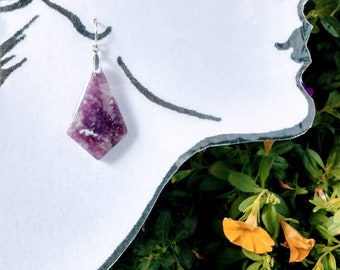 Lepidolite plum-purple dangle drop earrings