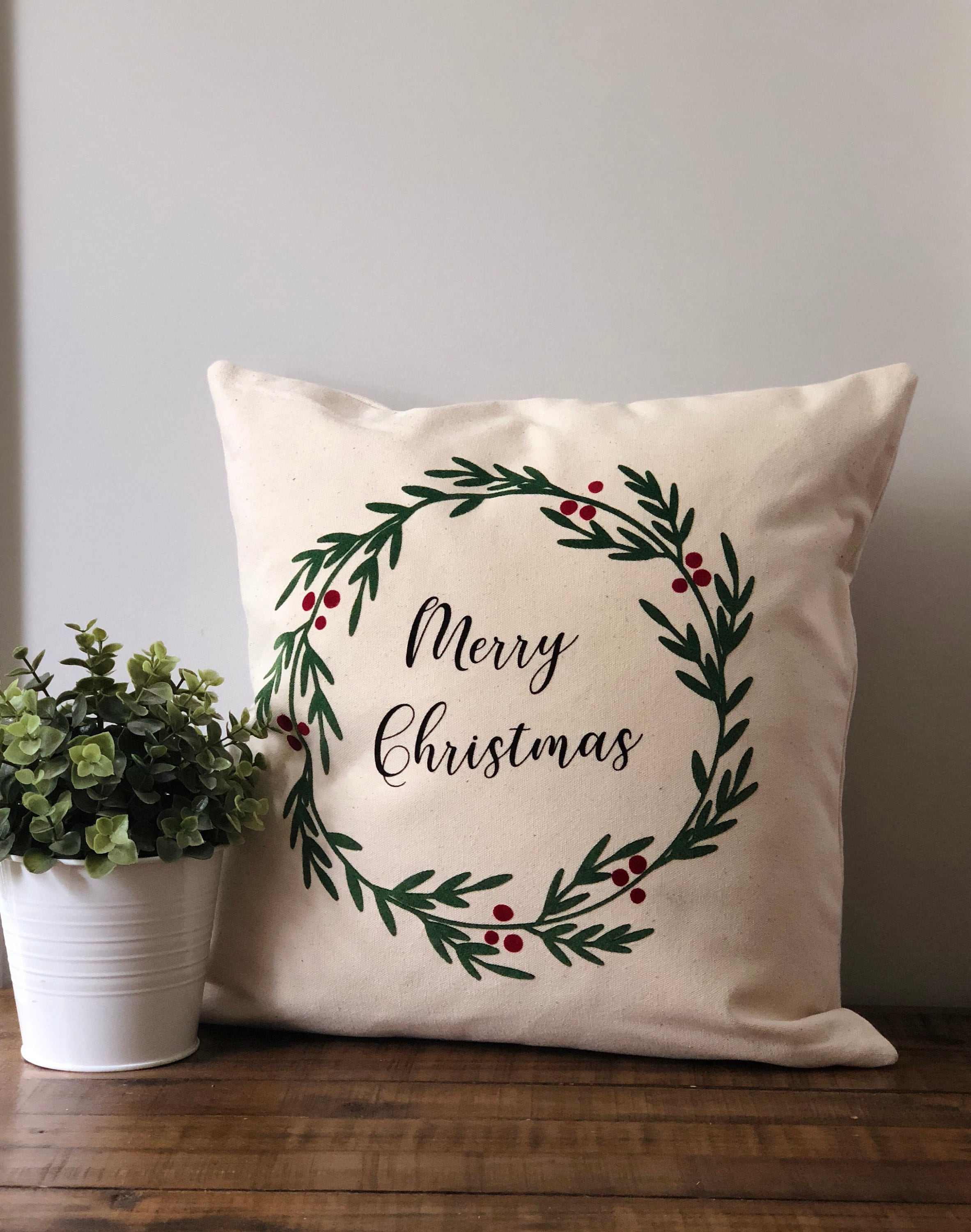 Christmas Throw Pillow Cover Merry Christmas Pillow Holiday Etsy