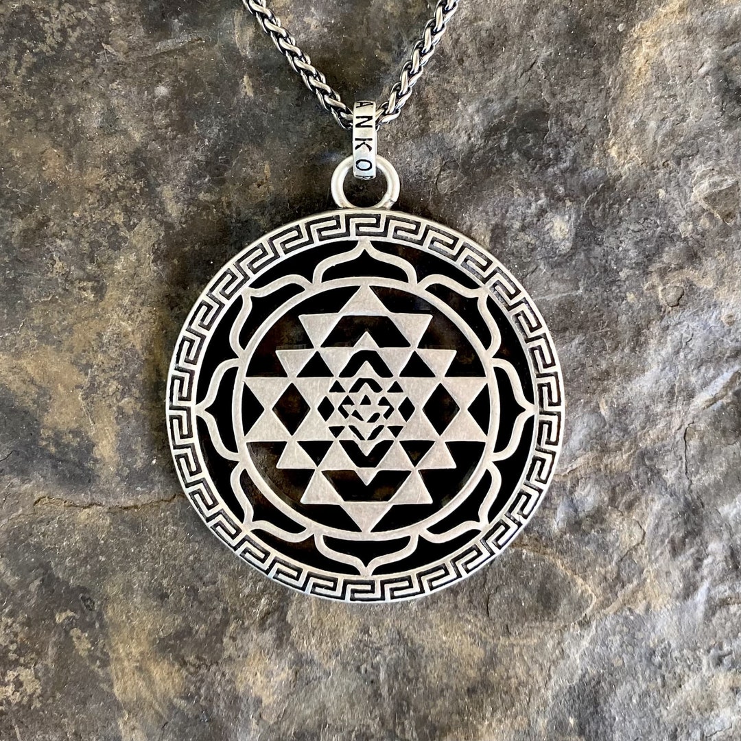 Shri Yantra Pendant Sterling Silver, Silver Sri Chakra Sacred Geometry ...