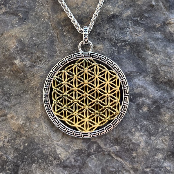 Pendentif LUXE Fleur de vie - Or & Argent - LUXURY Flower of Life Pendant For Women - Gold and Silver - Sacred Geometry Géométrie Sacrée