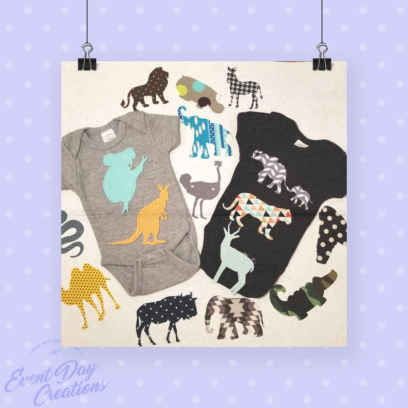 Jungle Safari theme baby shower iron on appliques for DIY baby shower activitygame Customize your order via message!