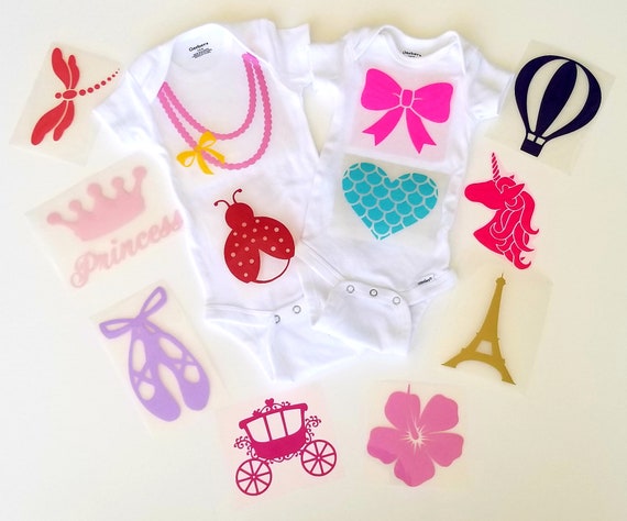 Assorted baby girl iron on appliques for DIY baby shower activitygame Customize your order easily by messaging me!