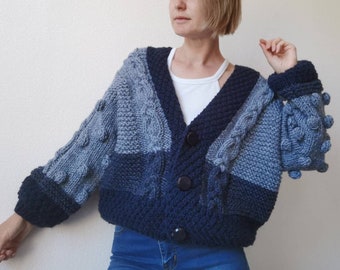 Chunky Knit Sweater Chunky Yarn Oversized Cardigan Super - Etsy