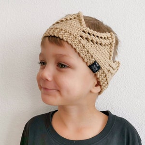 Merinowolle stricken Krone Stirnband, Lace Stricken Krone, Hand gestrickte Kinder Krone, Geburtstag Krone Kind, königliche Krone verkleiden, Kinder Krone Ohr Abdeckung