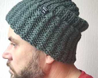 Hand Knit Alpaca Wool Chunky Beanie: Oversized Cuffed Winter Hat