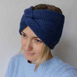 Wollen alpaca gedraaide tulband hoofdband, gebreide tulband winter oorwarmer vrouw, wollen hoofddoek, brede hoofdband, handgemaakte oorwarmer, cadeau voor haar