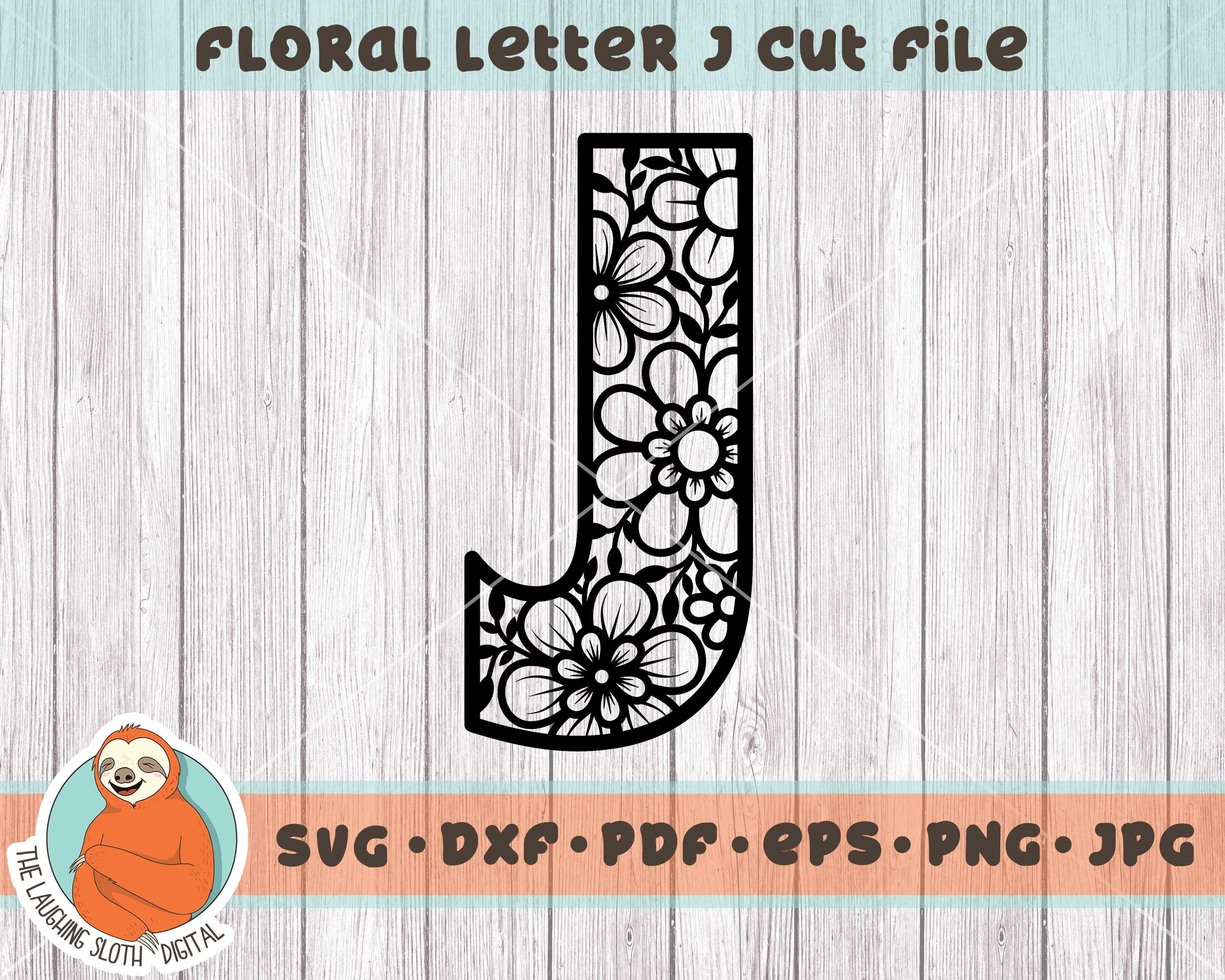 Craft Supplies & Tools Flower Filled Letter J Letter Cut File Flower ...