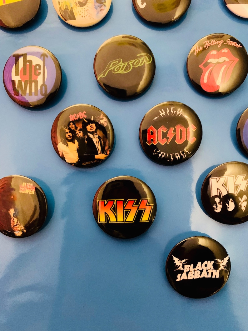 70s, 80's, 90's Rock band pins, custom badges, Alternative, Punk, Classic Rock, Music Pinbacks, Band buttons, vintage, metal backings image 2