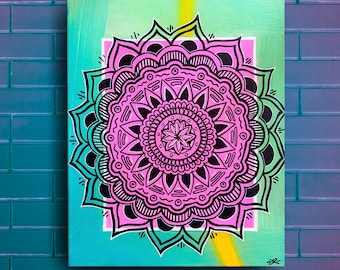 Pinky and the Mandala, Mandalas, popart, 8"x11" print