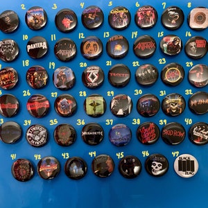 80’s Heavy Metal music pins, buttons, badges, Alternative, Punk, custom buttons, Band button, pop culture, vintage *Now with metal backings*