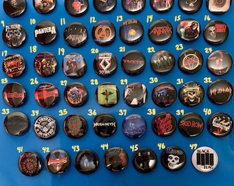 80’s Heavy Metal music pins, buttons, badges, Alternative, Punk, custom buttons, Band button, pop culture, vintage *Now with metal backings*