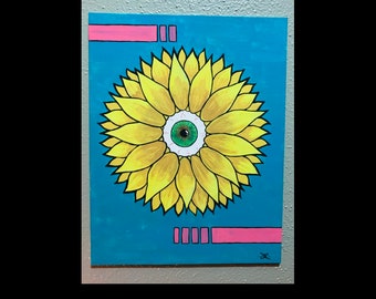 Eye See Sunflower, Pop Art Painting, Abstract Paintings