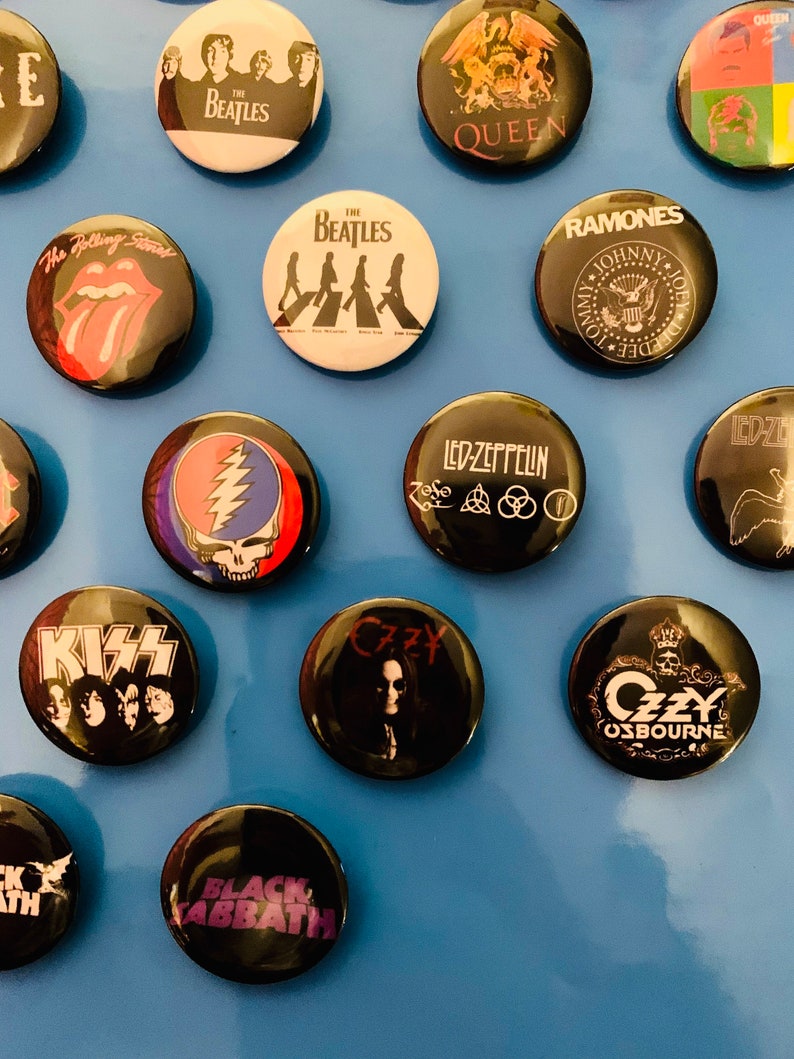 70s, 80's, 90's Rock band pins, custom badges, Alternative, Punk, Classic Rock, Music Pinbacks, Band buttons, vintage, metal backings image 5