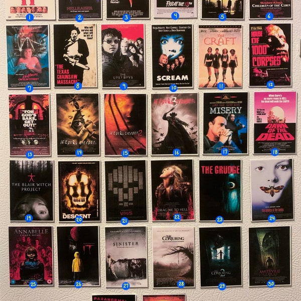 Mini Horror/Scary Movie Posters, Magnet Movie posters, 2x3 in magnets, Custom