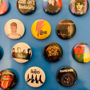 70s, 80's, 90's Rock band pins, custom badges, Alternative, Punk, Classic Rock, Music Pinbacks, Band buttons, vintage, metal backings image 3