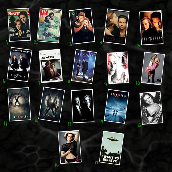 Mini X-Files Posters, Dana Scully, Fox Mulder, Matte Finish, Magnet Cardstock Movie posters, 2x3 in , Custom,  Tv Series Collection