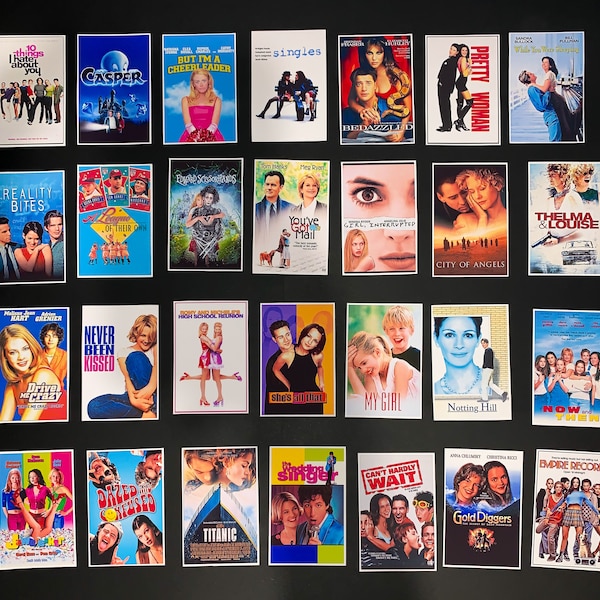 90’s Cult Classic / RomCom Posters, Matte Finish, Magnet Cardstock Movie posters, 2x3 in , Custom, (Glossy available) Nostalgic Collection