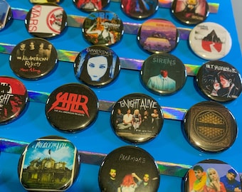 2000s Emo Band Button Pins, Pop Punk Alternative Rock Backpack Pins
