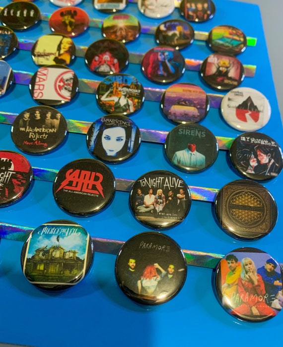 2000s Emo Band Button Pins, Pop Punk Alternative Rock Backpack Pins