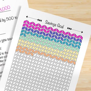 Savings Tracker Printable Coloring Sheet - Chevron Arrows