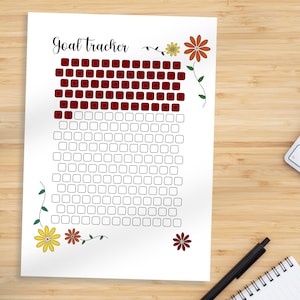 Goal Tracker Printable Coloring Sheet - Flowers - Etsy