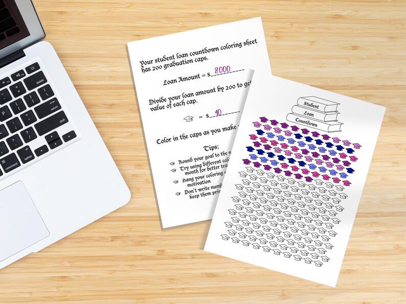 Student Loan Countdown Tracker Printable Coloring Sheet - Etsy