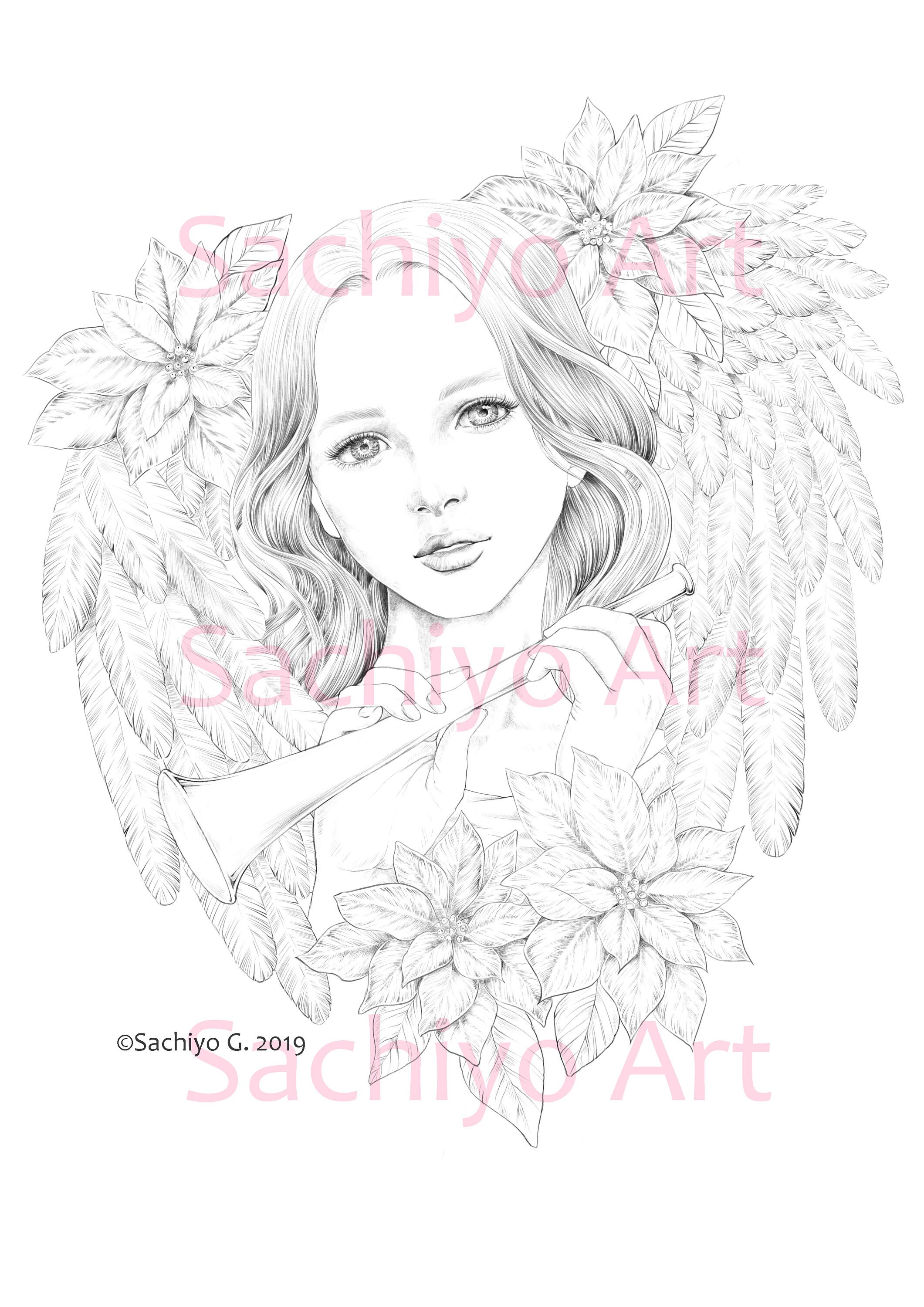 Printable Coloring Pages [poinsettia] - Etsy
