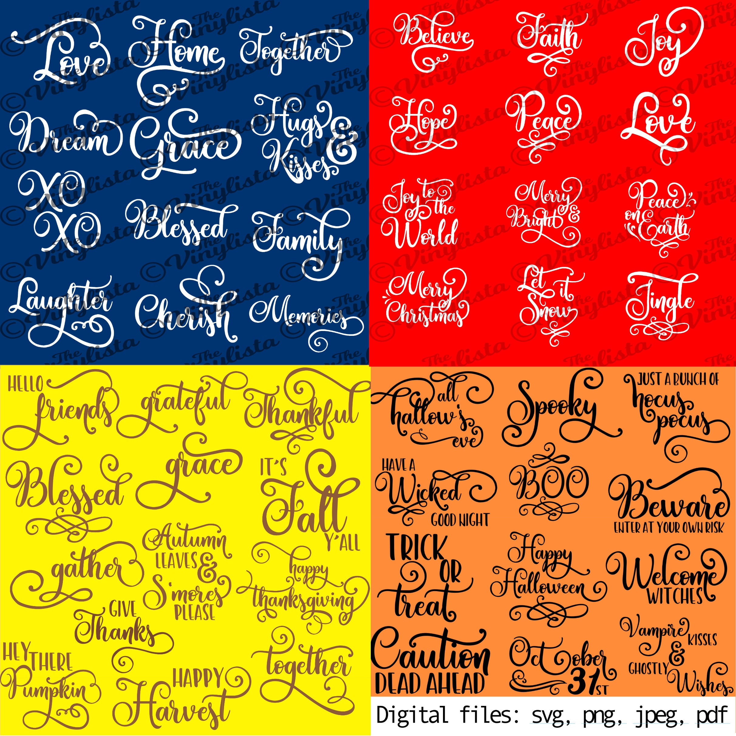 Decorative Words Svg Bundle 4 Pack Includes Christmas Words Etsy