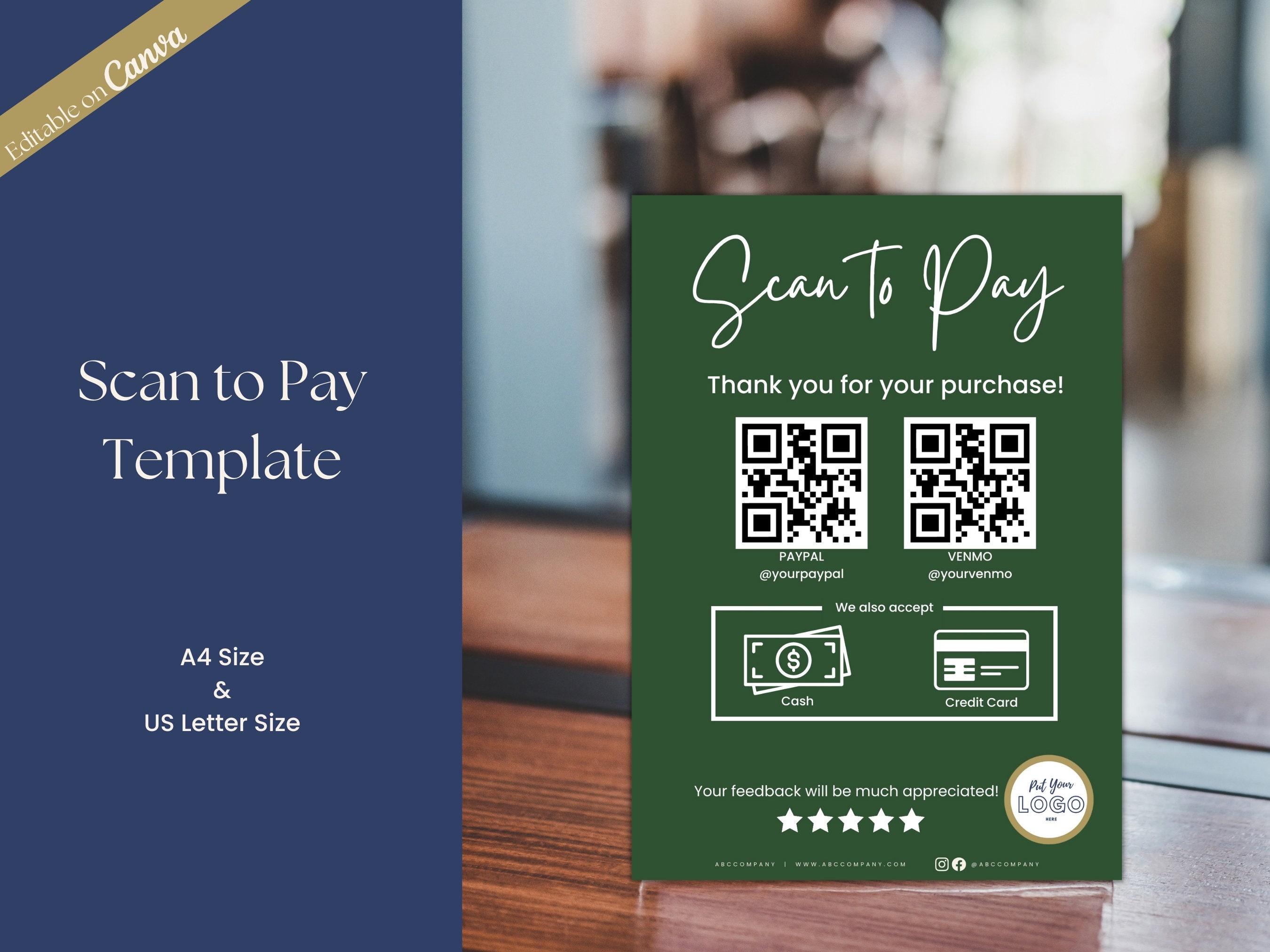 Editable Scan to Pay Sign QR Code Sign Template Cashapp Scan Etsy