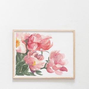 Pink Peonies Watercolor Print