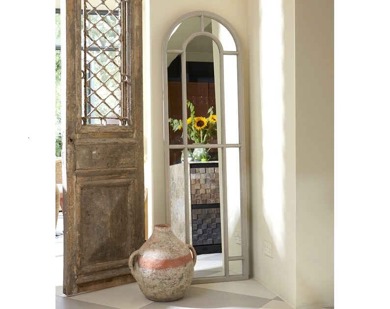 Arched Window Mirror Full Length Wooden Frame H 186cm