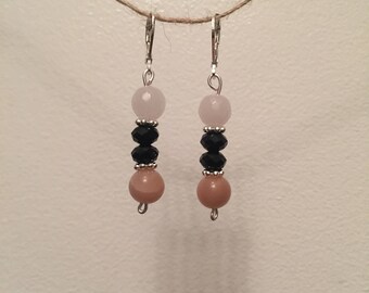 Rose quartz & sunstone earrings