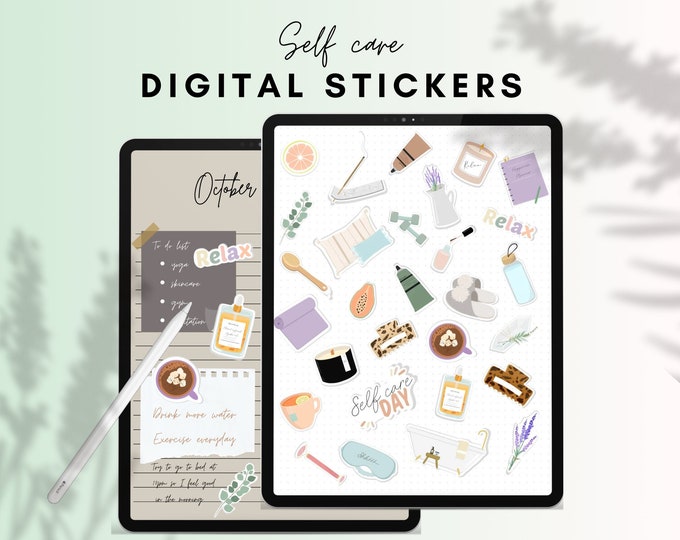 Digital Stickers Self Care | Goodnotes Pre-cropped Stickers | Digital ...