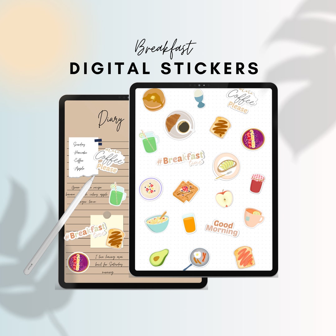 Digital Stickers BREAKFAST Hand-drawn | Goodnotes Pre-cropped Stickers ...