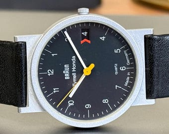 Braun AW20 3802 Black Men's Wristwatch, Vintage Style Quartz Watch