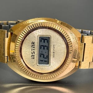 Instar solid state lcd vintage watch 38mm gold color