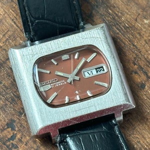 SEIKO 6119 5400 automatisch herenhorloge, 21 juwelen, bruine wijzerplaat, stalen kast, prachtig uurwerk en vintage stijl