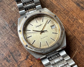 Reloj de buceo Jungfrau Royal Vintage - Cuarzo para hombre, acero inoxidable, esfera y bisel de roble - Reloj retro de lujo