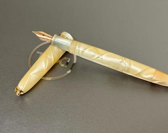 Pluma estilográfica vintage Fulgens de celuloide de 14 quilates, elegante instrumento de escritura, pluma retro coleccionable, pluma clásica para oficina y regalo.