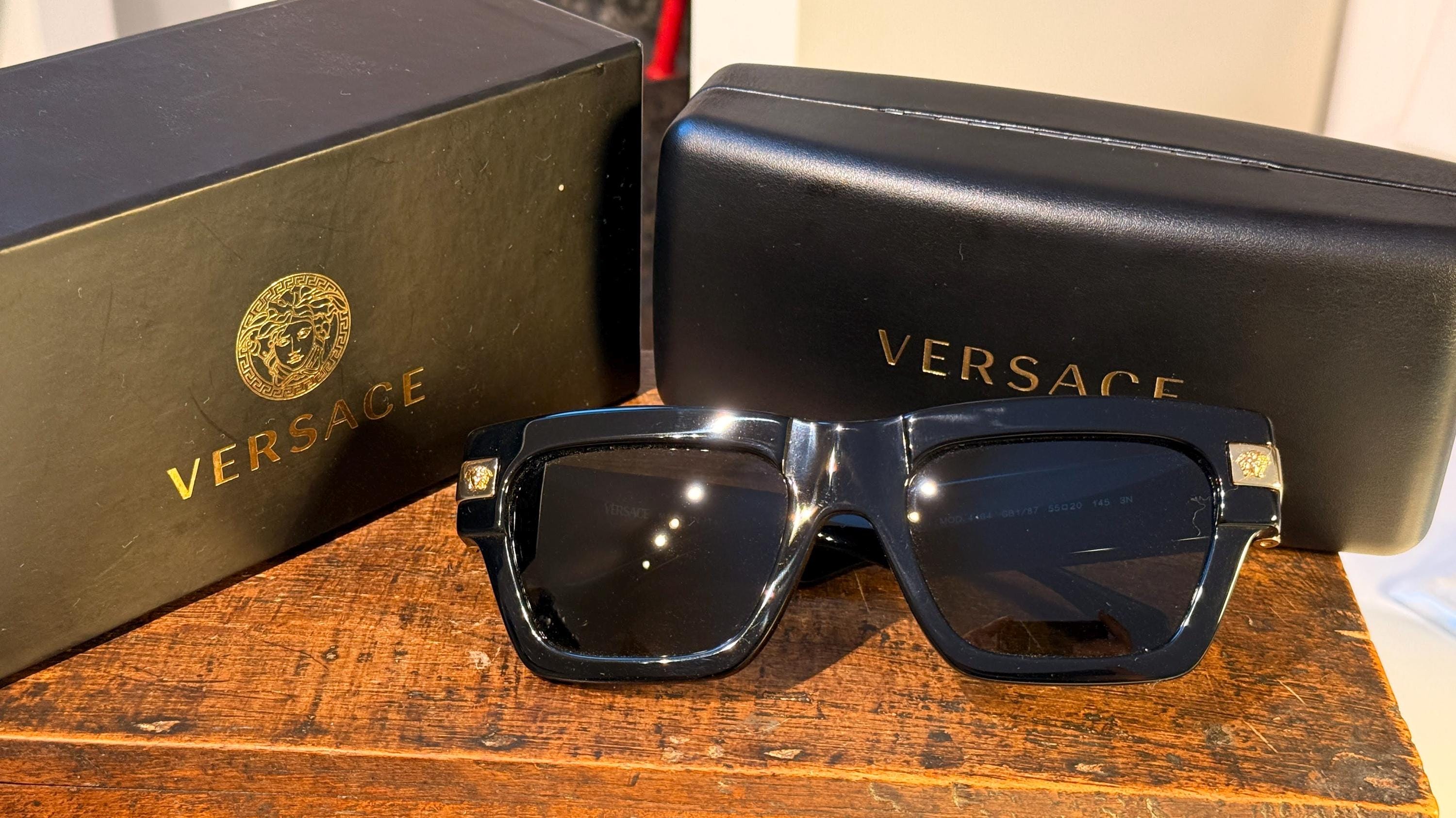 Versace VE4464 Black Sunglasses, 52mm Acetate Frame, Unisex UV