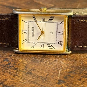 Tank Watch Accurist, 24x32mm Gold-Tone Quartz Timepiece, Rectangular Case