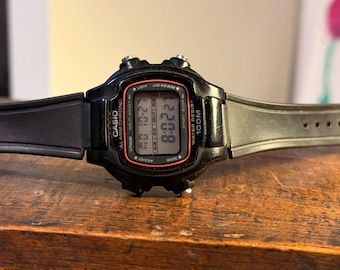 montre numérique Casio W-726 vintage | Écran LCD rétro, bracelet en caoutchouc noir, montre-bracelet à alarme à quartz style années 80, STR-1000 W-725 rare