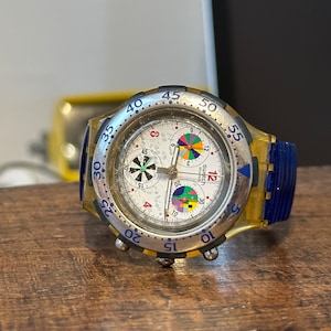 Swatch Aqua Chronograph Vintage Diver Watch SBK102 Men’s Sport Wristwatch Water Resistant