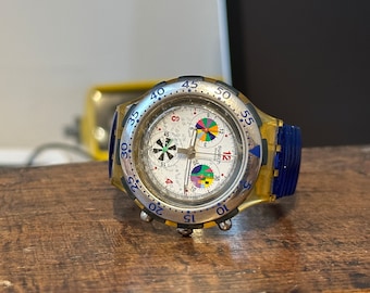 Reloj deportivo Swatch Aqua Chronograph Vintage Diver SBK102 para hombre, resistente al agua