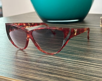 Yves Saint Laurent YSL Logo Designer Tortoise Shield Frame