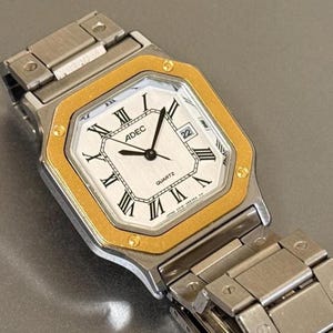 Vintage Adec Tank Watch Gold Steel Quartz Classic Elegant Unisex Timepiece Stylish Gift