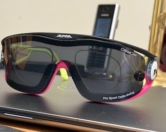 Alpina Pro Sport Sunglasses, Retro Neon Frame, Polarized UV400 Anti-Glare