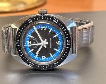 Vintage RE diver watch 36mm blue dial spare parts, repair, men's