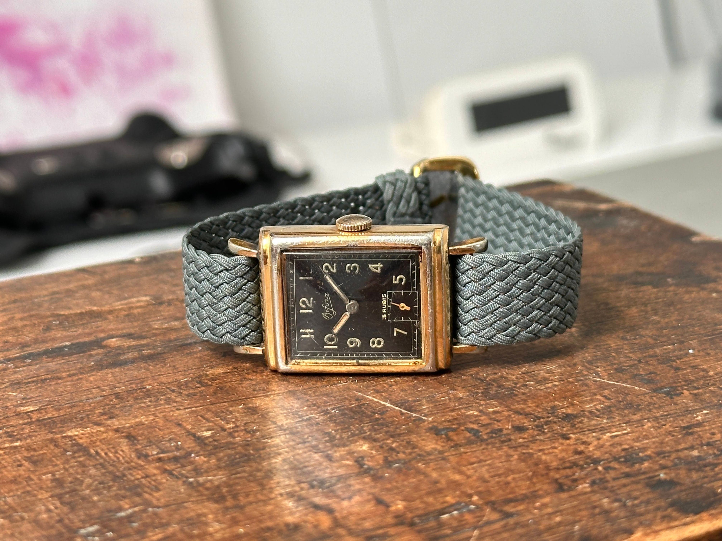 BIFORA DRGM Tank Schweizer Art Deco Militär Armbanduhr ww II 2 1940 Männer Gude Zifferblatt