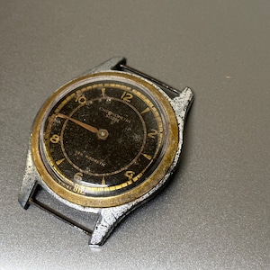Vintage Chronometre Suisse Military Męski Zegarek I Wojna Światowa Czarna Tarcza Rzadki Trench Jumbo 37 mm